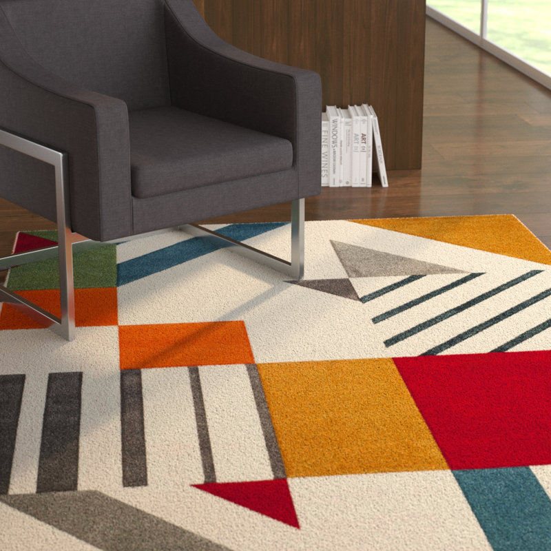 Latitude Run® Elliott Ivory/Peacock Blue Area Rug & Reviews Wayfair